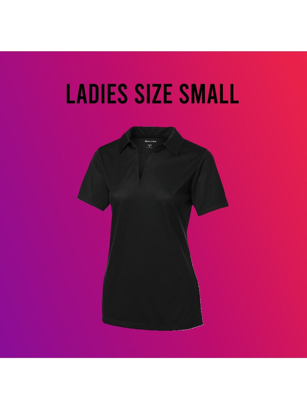 Ladies Athletic Black Sport-Tek Sport-Wick Active Polo Shirt Top Size Small